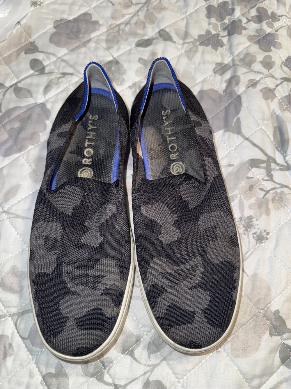 Rothy's women’s Slip-On Sneaker - Black Camo 8.5